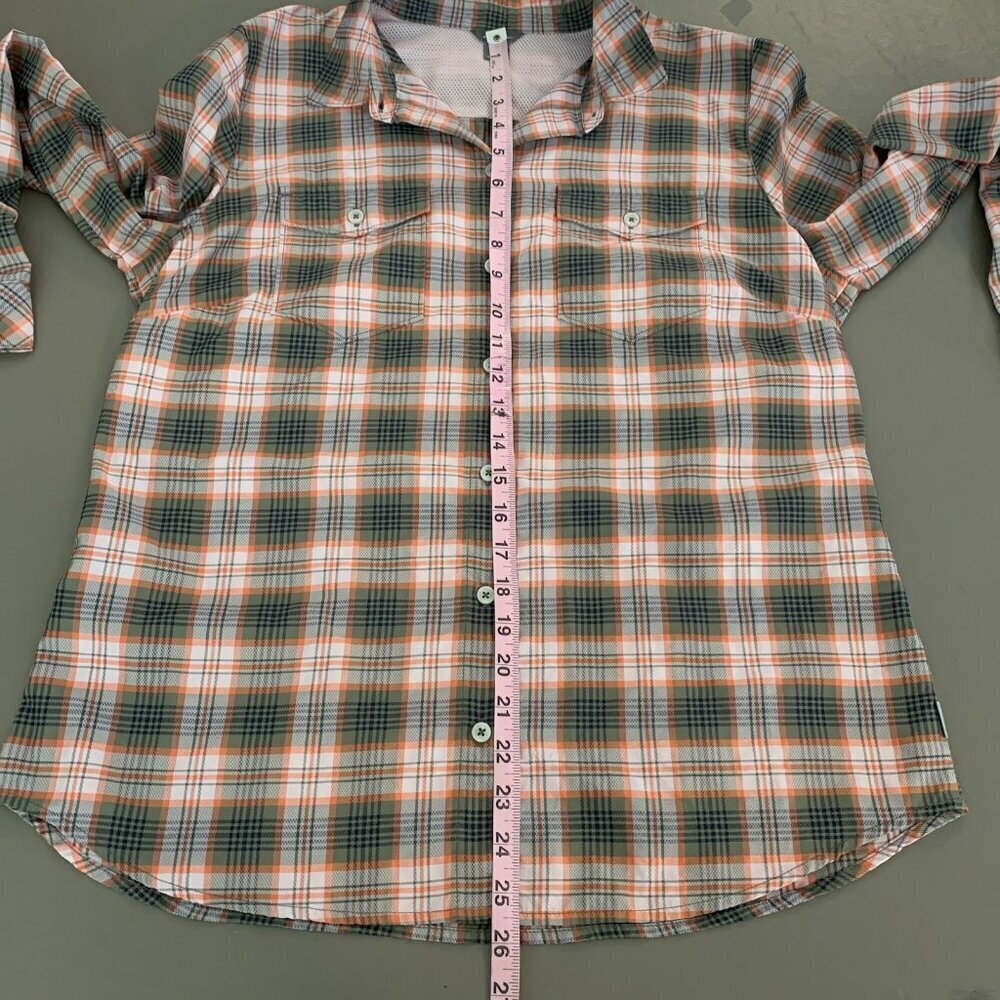 Eddie Bauer Womens L Long Sleeve Shirt Plaid Green Hiking Lightweight Travel - Picture 11 of 15